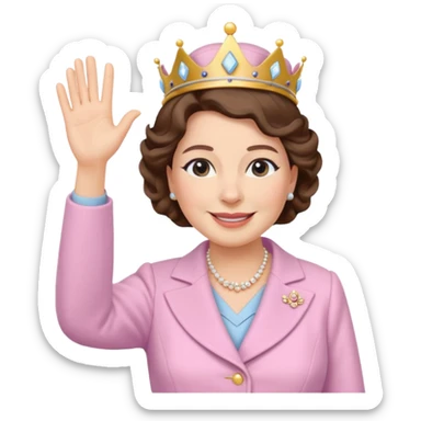Queen Elizabeth waves in pastel clothes sticker