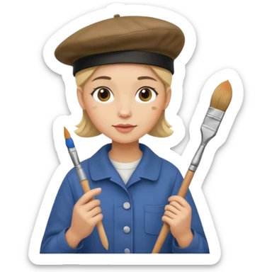 artist with beret and painter sticker