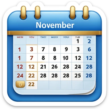 no generate an ios style background free calender icon, blue and gold and white with the date 22 november highlited sticker