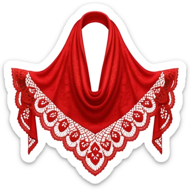 A simple red lace shawl with a delicate design sticker