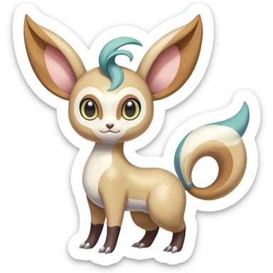 Colorful Skilled Adept Graceful Asian Painted Meloetta-Minccino-Absol-Emolga-Pachirisu-Floatzel-fusion-hybrid-creature (full body) sticker