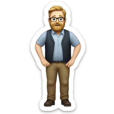 Nerdy White man with big belly and beard  sticker