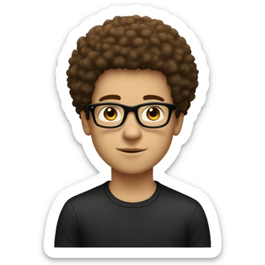 a white boy with afro hair and black glasses. make the hair a light brown sticker