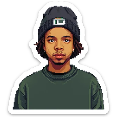 Earl Sweatshirt rapper with beanie and casual style sticker