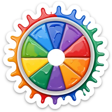 color wheel with paint splashes sticker