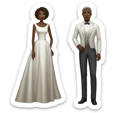 couturier couple: thin, dark-skinned man and tall white woman with short curly hair sticker