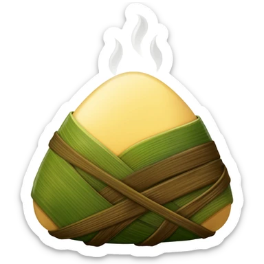 A small, oval fermented cornmeal dumpling wrapped in green/brown leaves – West African staple, often served with soup or fish. sticker