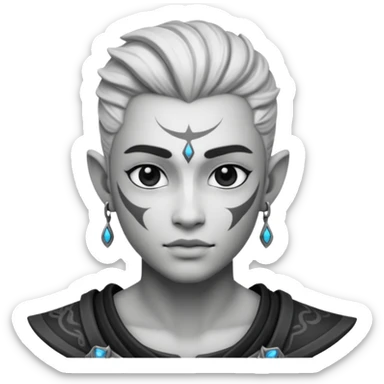 Genasi dnd estilo blanco y negro dibujo sticker