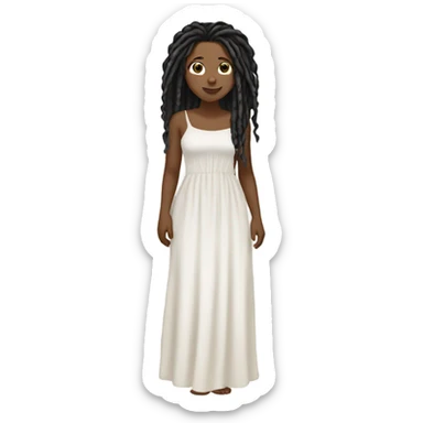 Tan girl with black locs dark white dress full body sticker
