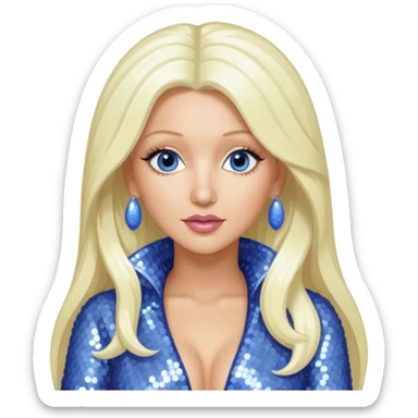 Christina Aguilera with long platinum blonde hair, periwinkle sequin outfit  sticker