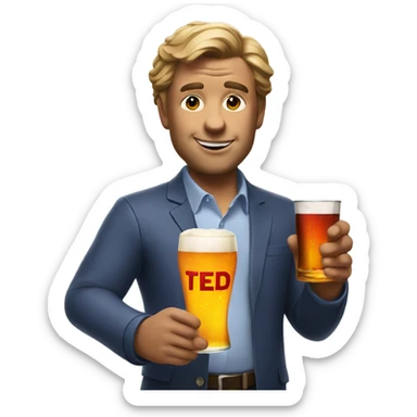 ted from the movie ted holding a pint of fireball  sticker