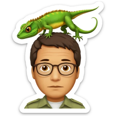 Do Gustavo petro with a lizard on his head  sticker