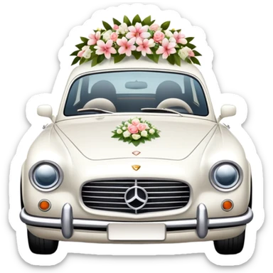 luxury car with wedding decorations sticker