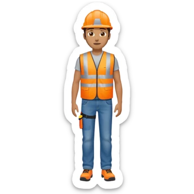 man in orange hi vis vest and jeans, standing full body sticker