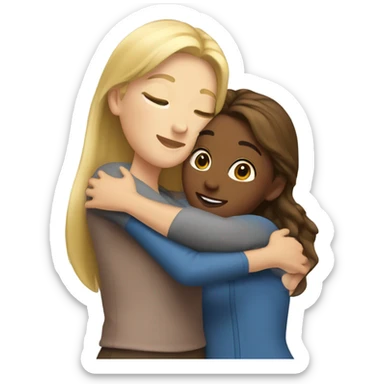 The blonde woman hugs the brown haired girl sticker