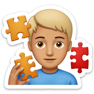 one person playing withsingle jigsaw puzzle piece sticker