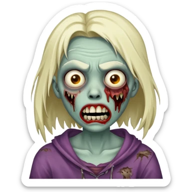 make a zombie girl with a droopy ruined mouth sticker