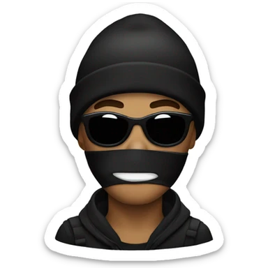 Robber wearing black beanie sticker