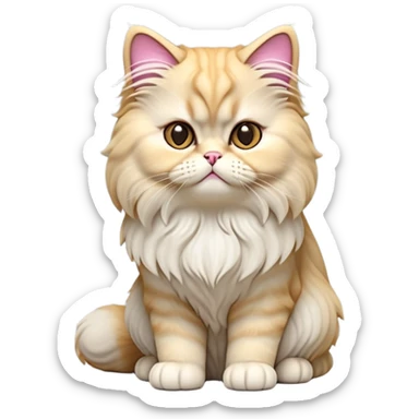 cinematic-[persian cat]-realistic-full-body-sitting-emoji,-tail-curled-playfully-around-its-paws,-head-tilted-dramatically,-fluffy-[persian cat]-fur,-simplified-yet-realistic-focused-features,-highly-detailed,-glowing-with-an-almost-sarcastic-glow sticker