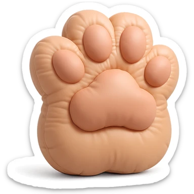 fluffy cat paw, cushion style, soft and puffy, plush texture sticker