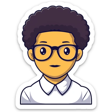 light skin nerd with afro sticker