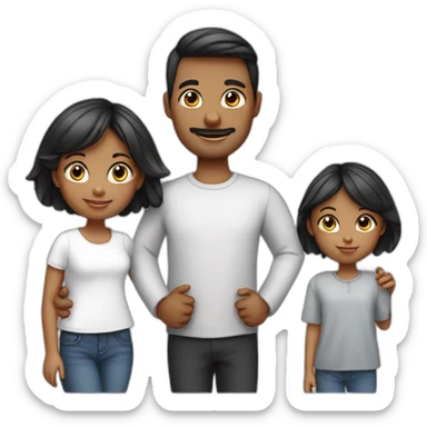 Family of 5- mum-dad-baby girl-2 cats 1white 1 black sticker