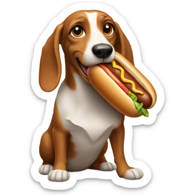 A dashound eating a hot dog sticker