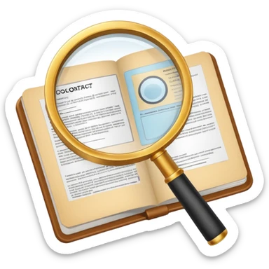 create a realistic emoji showing a logistic contract with a magnifying glass sticker