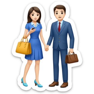 White brunette woman and shoe salesman  sticker