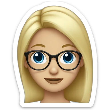 blonde hair blue eyed girl with glasses sticker