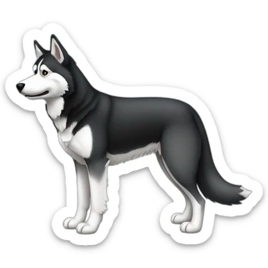 huskie sit full body sticker