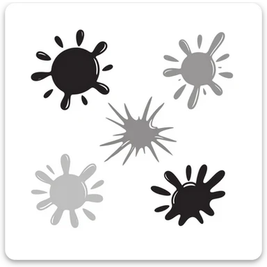 Colorful paint splatters, drips, and splashes in various shapes. Using specific pastel colors (dd9fb0, ffc6d3, a3bfc9, c4bee2, f1b091). Hand-drawn doodle style with playful, artistic splatter patterns. Transparent background. sticker