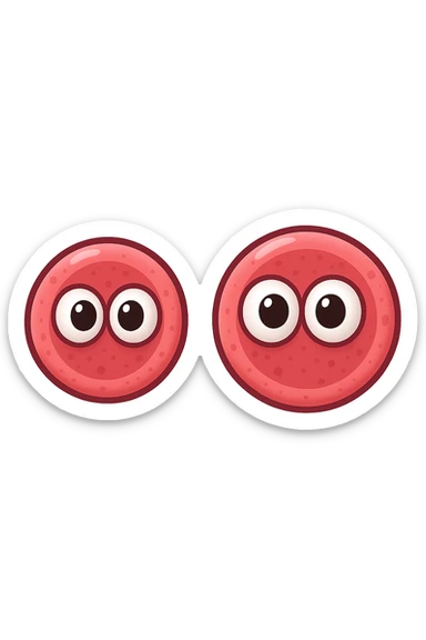 emoji con due cellule umane con occhi 3d sticker