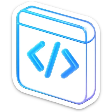 3d code icon with a fancy colorful gradient in blue and purple, matte glass style sticker