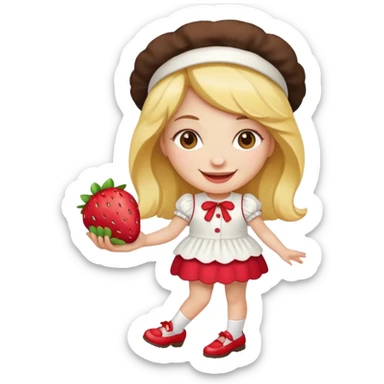 pretty and cute modern day strawberry shortcake full body with red shoes emoji sticker