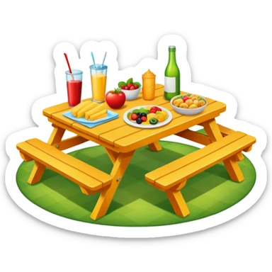 picnic table with food items on it sticker