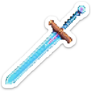 pixel art style diamond sword reminiscent of retro games sticker