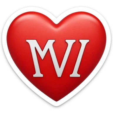 the letters M & v in a heart sticker