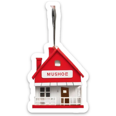 Musical treehouse, OXG hanging sign in red and white  sticker