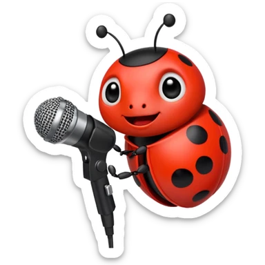 Ladybug singing with a microphone sticker
