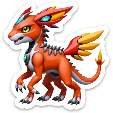 Meloetta-Guilmon-Wargreymon-Protogen-Pokémon-Digimon-Fakémon-fusion-hybrid-creature sticker