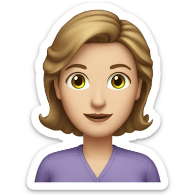 55 year old white woman brown hair green eyes only head sticker