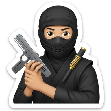 Créame este emoji 🥷🏾 con una glook y peine estendido en la mano  sticker