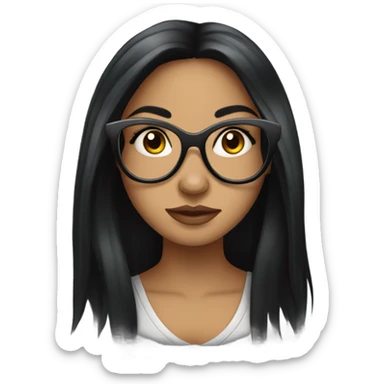 Female tattoo artist with long black hair and glasses sticker