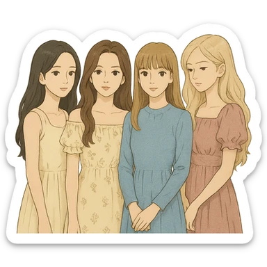 Blackpink K-pop girl group four members dreamy and elegant sticker