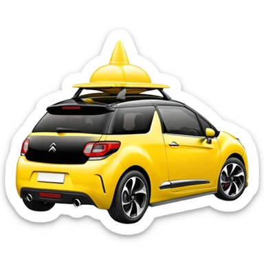 Yellow car Citroen DS3 black roof sticker