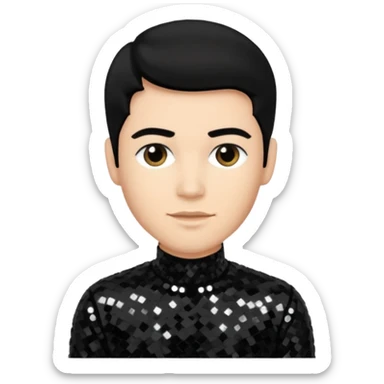 Neil McCormick from Mysterious Skin with light skin, black hair, black sequin outfit sticker