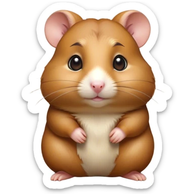 Cinematic Noble Brown Hamster Portrait Emoji, Poised and regal, with a tiny, compact build and a smooth, well-kept rich brown coat, deep-set soulful dark eyes, Simplified yet sharp and sophisticated features, highly detailed, glowing with a soft, dignified glow, high shine, intelligent and energetic, stylized with an air of miniature majesty, focused and attentive, soft glowing outline, capturing the essence of a watchful and confident rodent, so majestic it feels as though it could scurry out of the screen with effortless authority! sticker