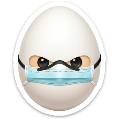 Egg wearing black surgical mask  sticker