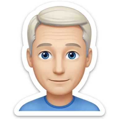 Avatar pic male gray hair blue eyes clean shaven blonde eyebrows high cheekbones sly smile sticker